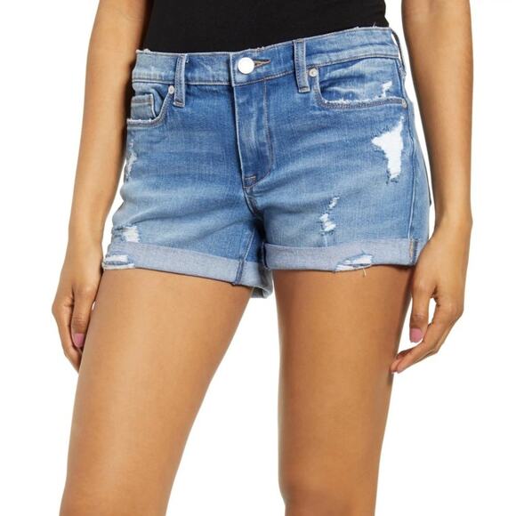 NWT Blank NYC Fulton Roll Up Jean Short SIZE 24 Sunchaser Distressed Denim NEW - Picture 1 of 12